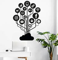 Виниловая интерьерная наклейка декор на стену и обои "Социальные сети. Значки телефона. Фейсбук. Инстаграм" на