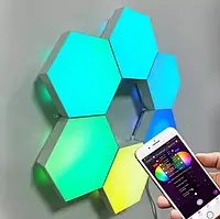 Модульна настінна шестигранна комбінована лампа 6 шт. Кольоровий настінний світильник із пультом
