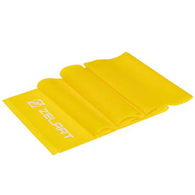 Еластична стрічка для фітнесу, пелатеса і йоги (1,5 м х 15см х 0,45мм) жовта, силікон