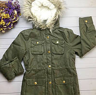 Куртка парка утепленная весна осень с капюшоном для девочки H&M 146