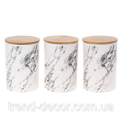 Набір керамічних банок Marble з бамбуковими кришками 3 шт. 0,8 л. 32702, фото 1