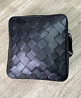Мужская кожаная брендовая сумка на плечо Bottega Veneta Боттега Венета черная, планшетка, мужские сумки кожа