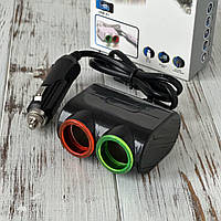 Разветвитель прикуривателя (2 гнезда+USB) LED OLESSON 1631