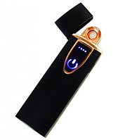 Зажигалка UKC электроимпульсная спиральная со световым индикатором заряда USB 8,2см Чёрная (7001)