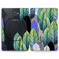 Чохол книжка, обкладинка для Samsung Galaxy Tab S (Зелені пір'я, шестигранники) S7 FE/ S7+ Plus/ S8+ Plus/S8 Ultra