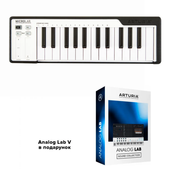 MIDI-клавіатура Arturia MicroLab (Black) + Arturia Lab V (25 клавіш)