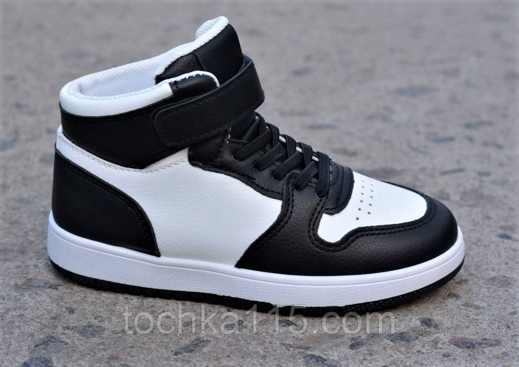 Високі дитячі кросівки хайтопи Girnaive white black білий чорний р31 20.2 см