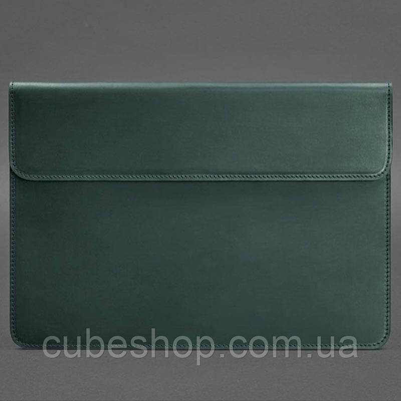 Шкіряний чохол-конверт на магнітах для Macbook 16 (зелений)