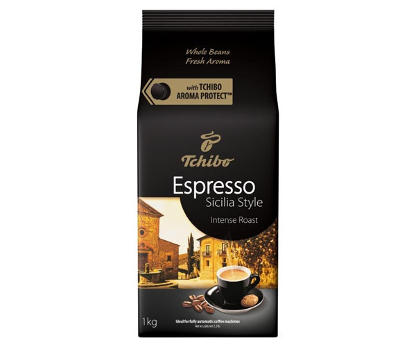 Кава темного обсмажування суміш 80% арабіка та 20% робуста в зернах Tchibo Espresso Sicilia Style 1 кг Оригінал