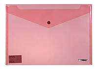 Папка-конверт A4 на кнопке Scholz прозрачная,красная 03500