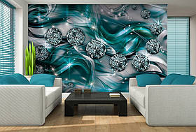 Флізелінові фото шпалери мистецтво 368x254 см Абстракція кольору морської хвилі - Діаманти з блиском (10578V8)+клей