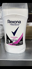 Жіночий твердий Дезодорант-стик антиперспірант Rexona invisible pure 48 годин