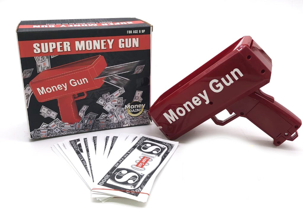 Пістолет, який стріляє грошима Money Gun червоний