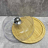 Блюдо для торта бамбукове з пластиковою кришкою Interos PJ02717, фото 4