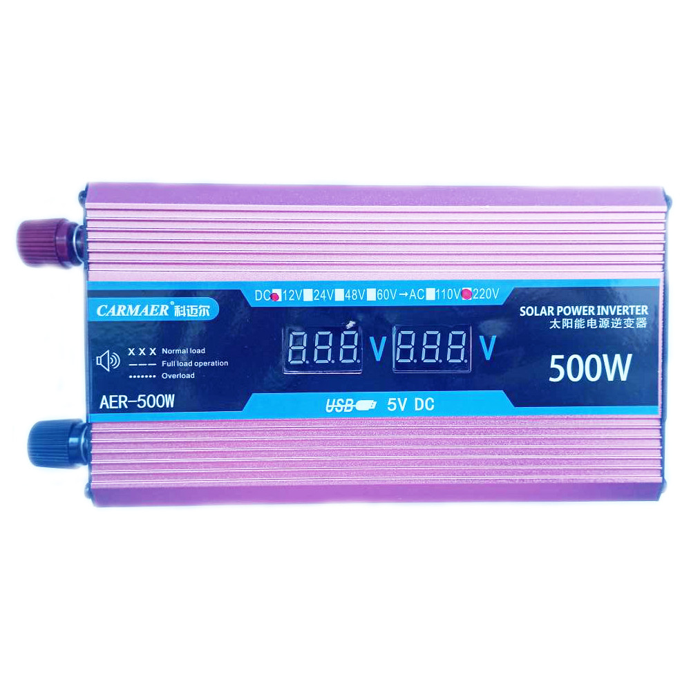 Інвертор Carmaer Power 500W 025 с 12 V на 220 V (1розетка,1USB, екран) Red | Інвертор 500 W 12V-220V
