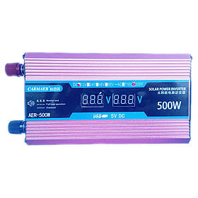 Інвертор Carmaer Power 500W 025 с 12 V на 220 V (1розетка,1USB, екран) Red | Інвертор 500 W 12V-220V