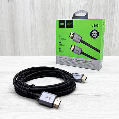 Кабель HDMI на HDMI HOCO US03 4K HDTV 2.0 3M (чорний), фото 2