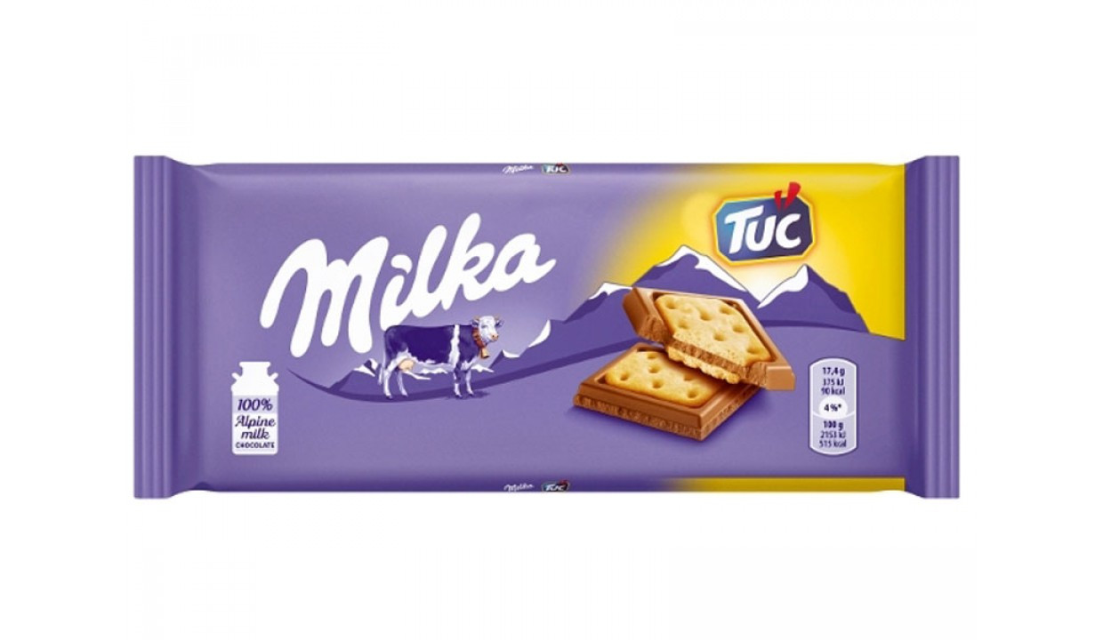 Шоколад молочний з печивом TUC Milka, 100 г, Швейцарія