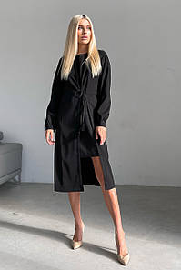 Плаття — халат Жіноче повсякденне чорне із зав'язками 3364-02 XL (50)