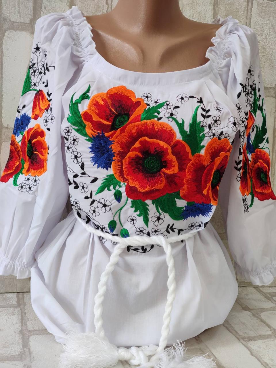 Вишиванка жіноча на попліні "Відлуння"  S-2XL р-ри, 3/4 рукав, фото 1