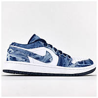 Мужские кроссовки Nike Air Jordan Low White Blue 1 Retro, кожаные кроссовки найк аир джордан 1