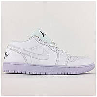 Мужские кроссовки Nike Air Jordan 1 Low White Retro, белые кожаные кроссовки найк аир джордан 1