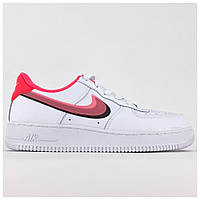 Мужские кроссовки Nike Air Force 1 '07 Low White Pink, белые кожаные кроссовки найк аир форс 1 лов