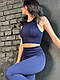 Спортивний жіночий топ в рубчик S, Темно-Синій, фото 3