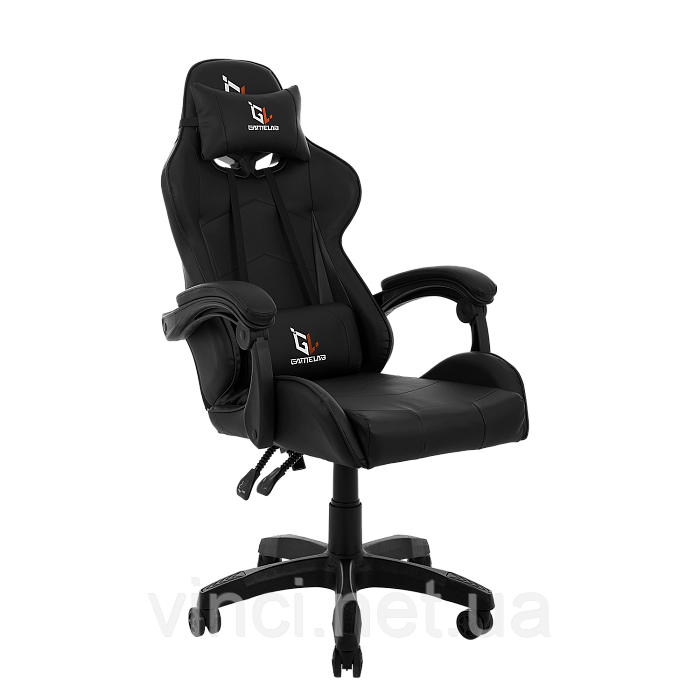 Крісло компютерне GAMELAB GL Геймерське крісло ЧОРНЕ з 2 подушками Спортивне крісло ігрове до 120кг