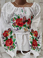 Дитяча вишиванка на бязі "Бусінка", ріст 104-128 см