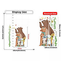Зростомір наклейка на стіну Ведмедик лисиця зайчик і котик (лист 90 х 60 см) Б331, фото 3