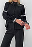 Жіноча чорна святкова блуза з білим мереживом, фото 2
