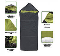 Зимний спальный мешок с капюшоном до -25 °C / Туристический спальник на тройном синтепоне 230х75 см