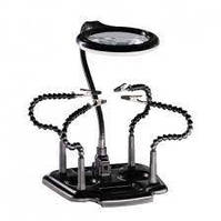 Тримач для плат із лінзою та затискачами ZD-11M-2 (лінза з підсвіткою)