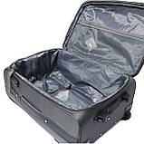 Велика валіза, тканина Vezze, на 110 л, 2 колеса, сіра, фото 3