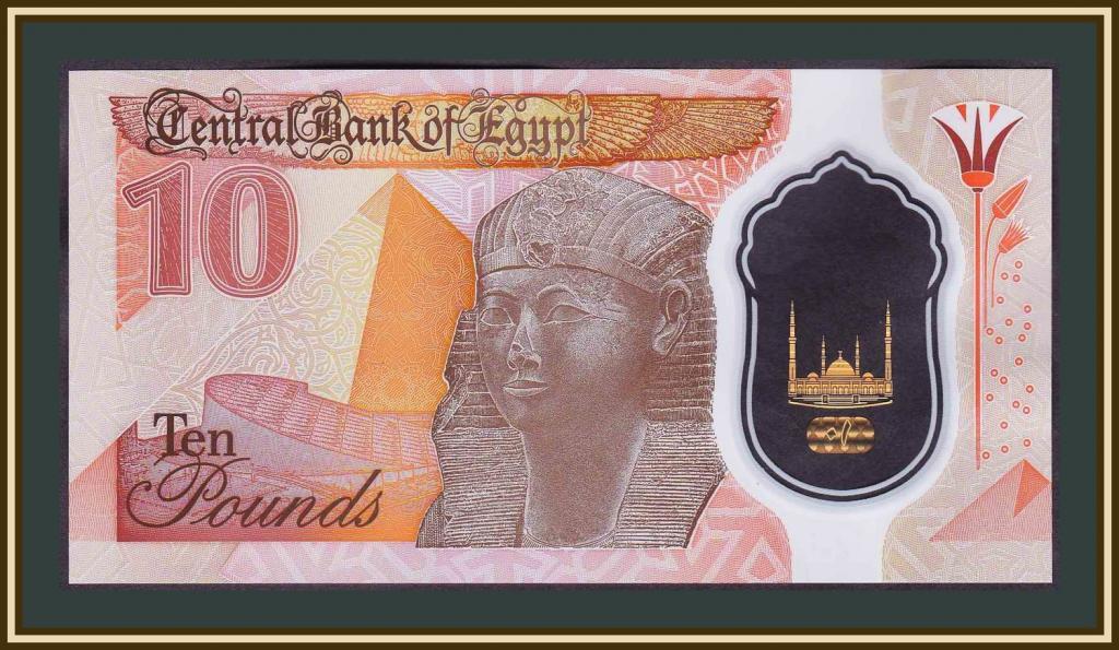 Єгипетський 10 фунтів 2022 UNC полімер No454, фото 1