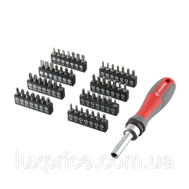Викрутка реверсивна з комплектом насадок 57 од INTERTOOL VT-3361    Luxprice, фото 1