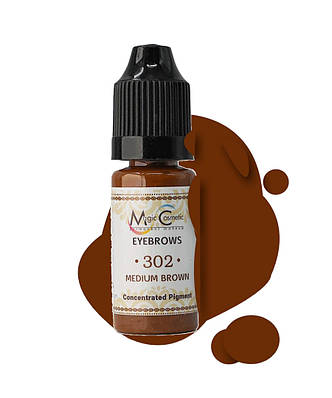 Пігмент для татуажу брів Magic Cosmetic Medium Brown #302, 10 мл, фото 2