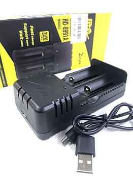 Зарядний пристрій F2/HD-8991B, універсальний, 2×14500/16340/18650/26650, USB (200 шт/шук)