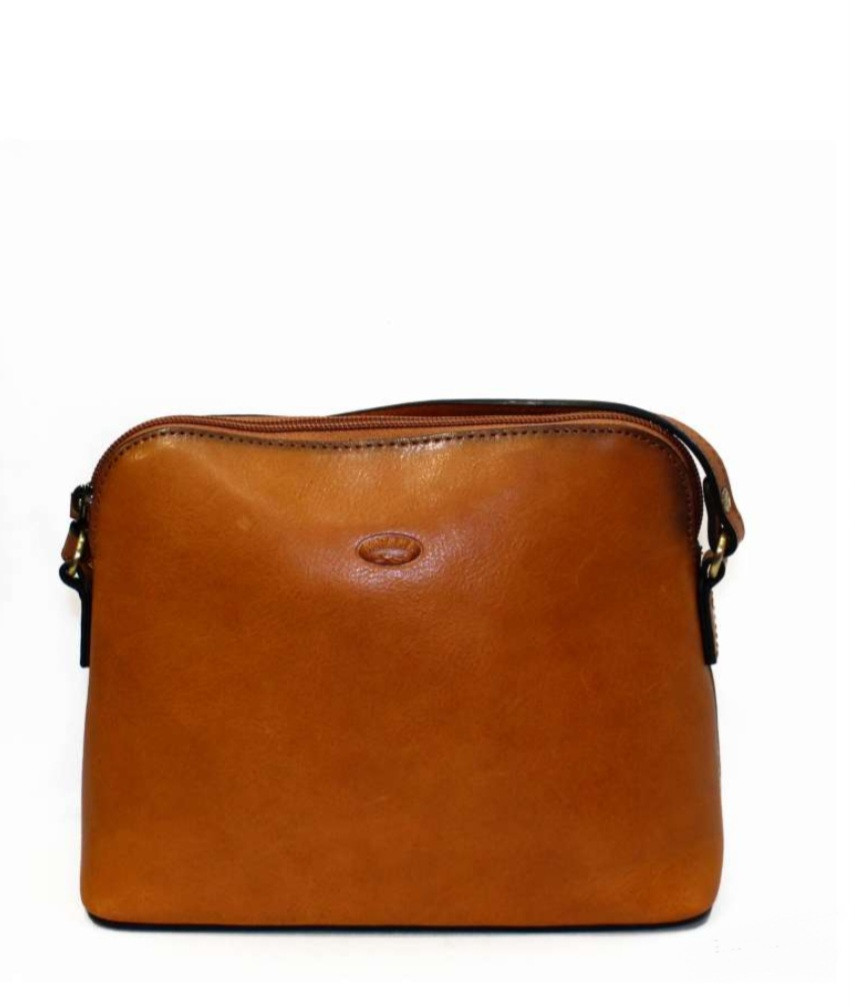 Сумка жіноча через плече з натуральної телячої шкіри прямокутна молодіжна 23×20×8 см світло-руда, фото 1