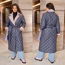 Демісезонне жіноче стьобане пальто сіре (5 кольорів) ЮР/-72428