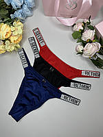 Набор женских трусиков 3 шт Виктория Сикрет трусики со стразами бразилианы Victoria Secret