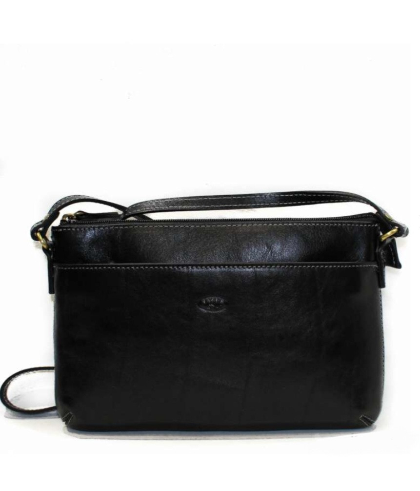 Жіноча сумка з натуральної шкіри через плече модна повсякденна 25×17×5 см чорна, фото 1