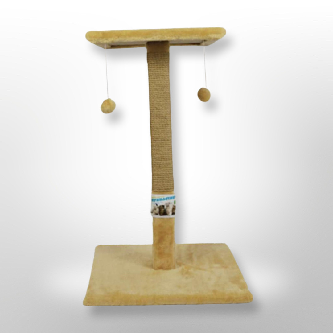 Когтеточка Большой Столбик с Полкой Джут для Котов и Кошек Пушистики ...