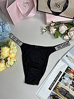 Бразилианы бикини женские трусики Victoria s Secret Brazilian SHINE VERY SEXY Стразы Виктория Сикрет черные