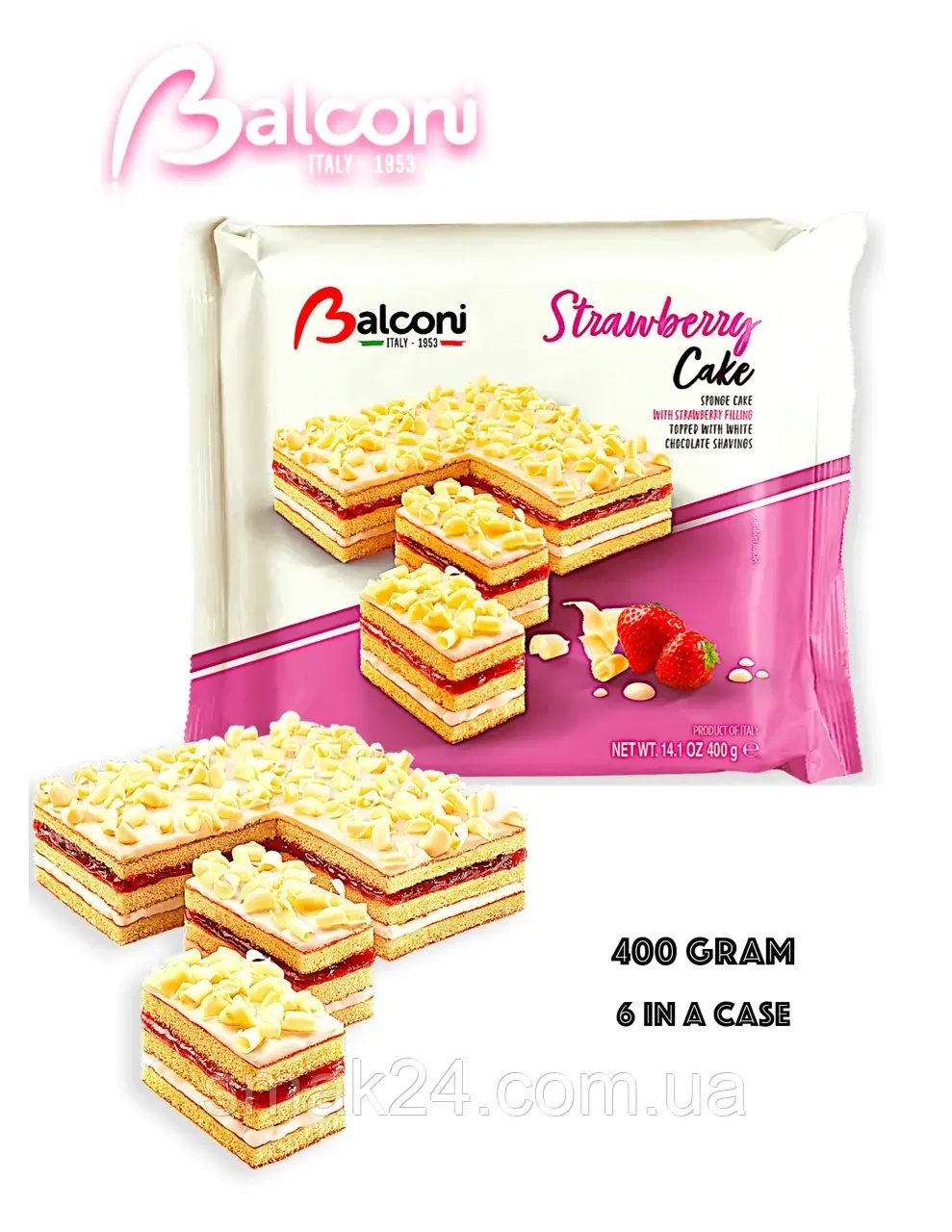 Клубничный торт Balconi Strawberry Cake 400г Италия - фото 7 - id-p1762574684