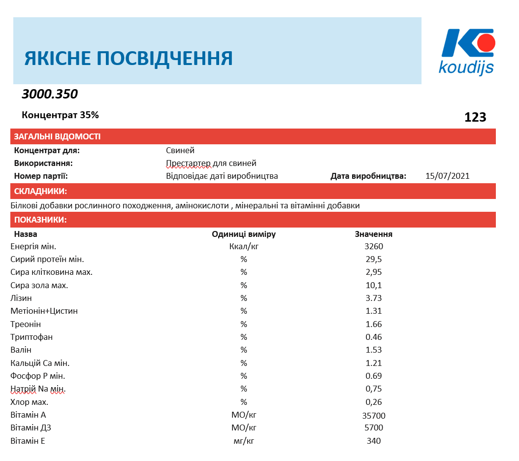 Предстартер для поросят з 7-го дня життя 35% (25 кг) Коудайс Україна 3000.350 Стимул - фото 4 - id-p1699017636