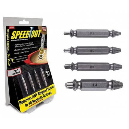 Набір насадок Speed Out для викручування пошкоджених саморізів, шурупів, фото 1