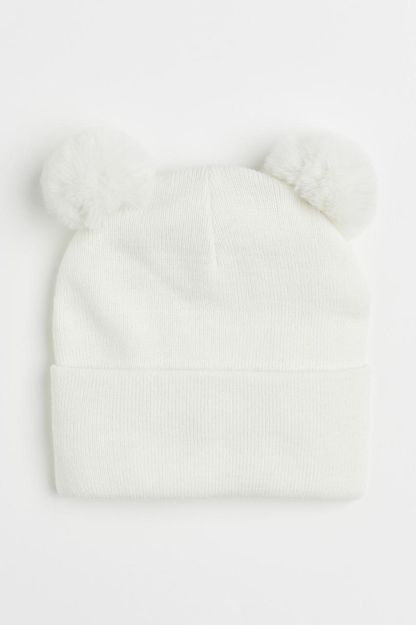 Шапка  з помпонами біла H&M  8-11, 12-14 років, фото 1
