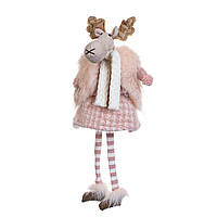 Мягкая игрушка девочка Олень в шубке 32х12 см Розовый Elisey (6005-012)